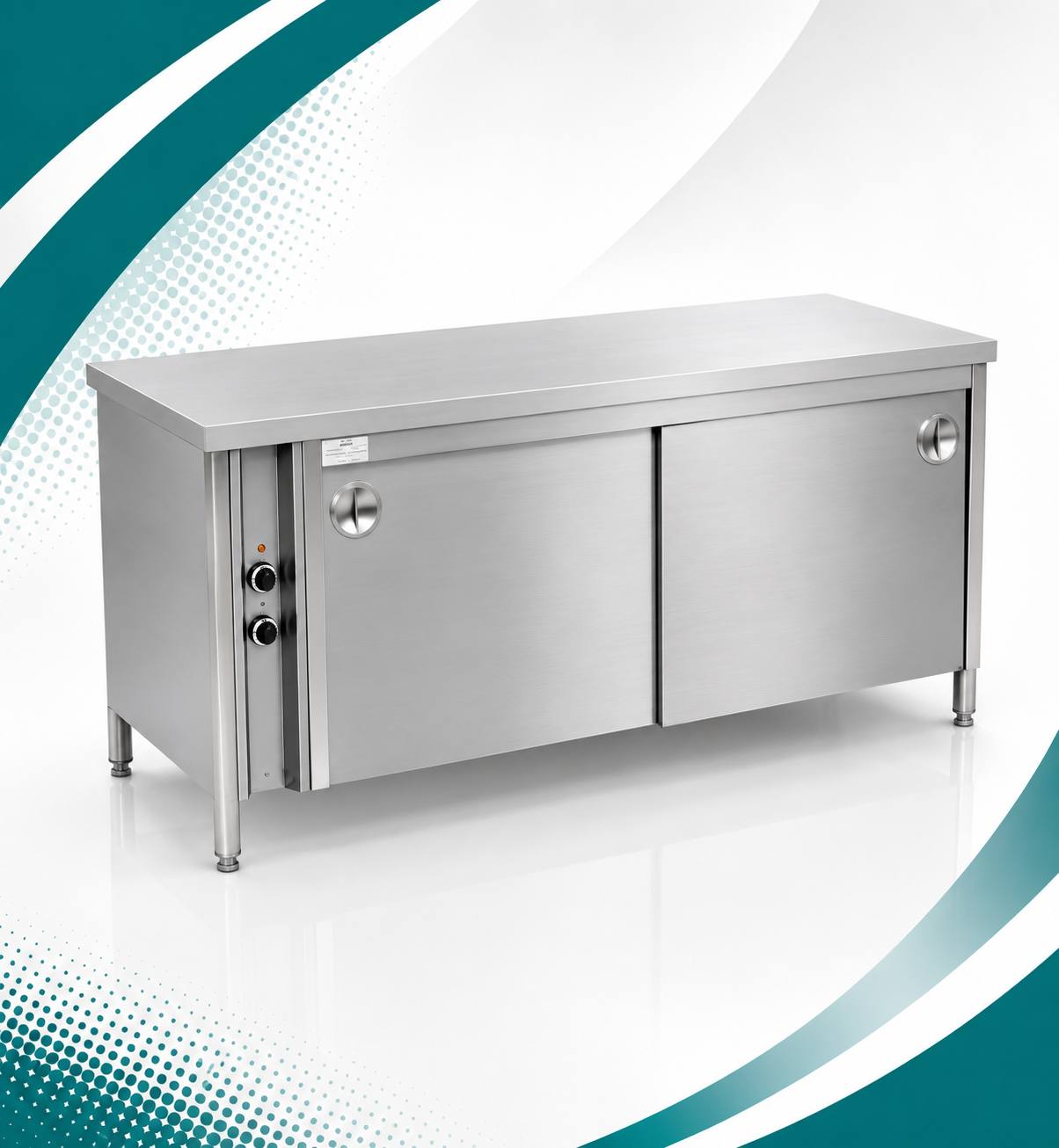 Service Table with Hot Cabinet