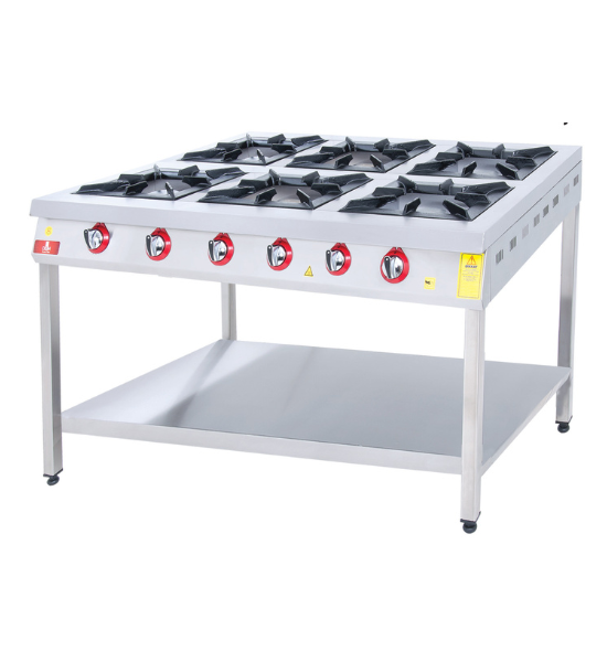 Cooker with shelf 6 Burner